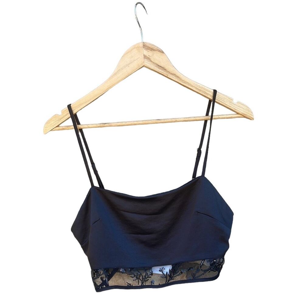 Forever 21 black crop lace sequin camisole size medium NEW